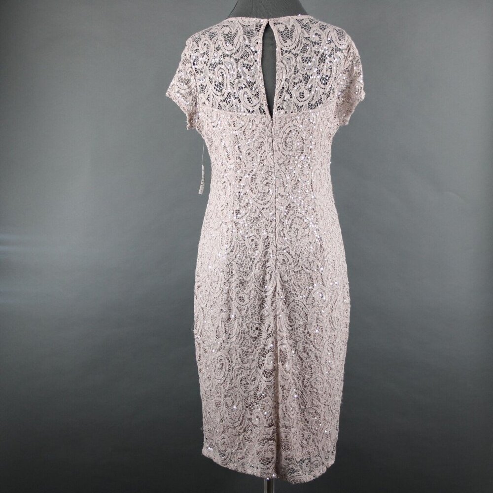 Dress Barn Sz 10 Mauve Lavender Silver Sequin Lined Eyelets Nylon Dress - Picture 5 of 16